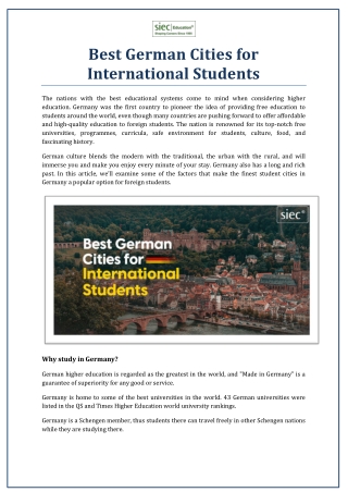 Best German Cities for International Students