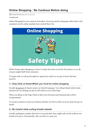 Online Shopping- Be  Cautions Before doing