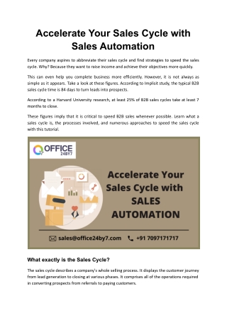 Accelerate Your Sales Cycle with Sales Automation