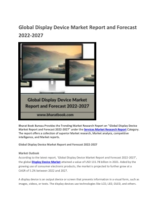 Global Display Device Market Report and Forecast 2022-2027