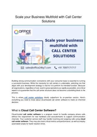 Scale your Business Multifold with Call Center Solutions