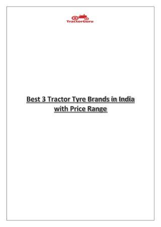Best 3 Tractor Tyre Brands in India with Price Range
