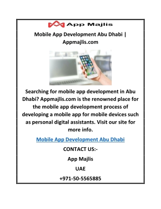 Mobile App Development Abu Dhabi  Appmajlis.com