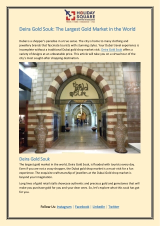 Deira Gold Souk: The Largest Gold Market in the World