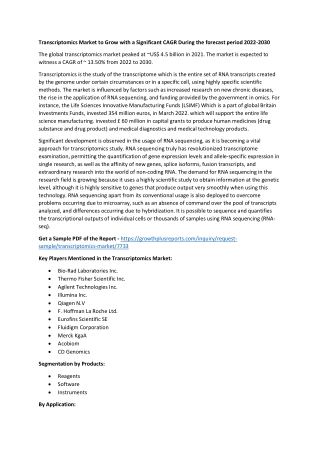 Transcriptomics Market