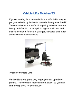 Vehicle Lifts McAllen TX