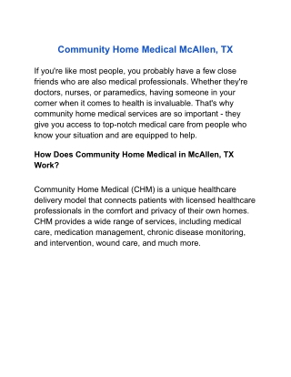 Community Home Medical McAllen, TX