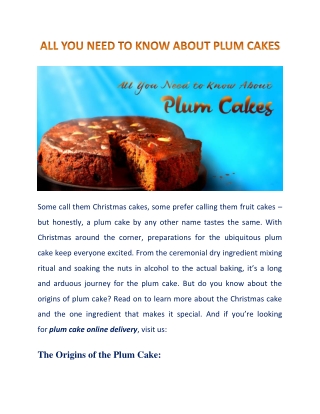 What's Special About Christmas Plum Cakes
