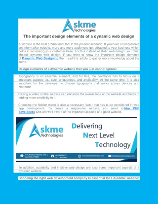 The important design elements of a dynamic web design