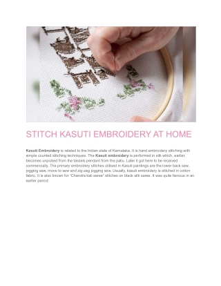 STITCH KASUTI EMBROIDERY AT HOME