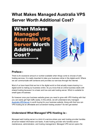 What Makes Managed Australia VPS Server Worth Additional Cost