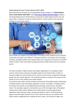 Global Medical Smart Textile Market 2022-2028