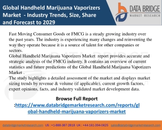 Handheld Marijuana Vaporizers Market Forecast to 2019- 2029