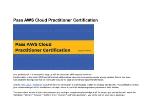 Pass AWS Cloud Practitioner Certification