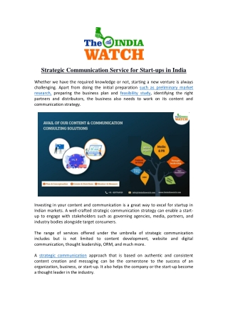 Strategic Communication Service for Start-ups in India