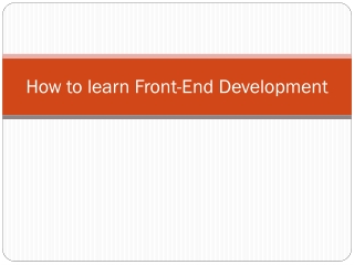 How to learn Front-End Development