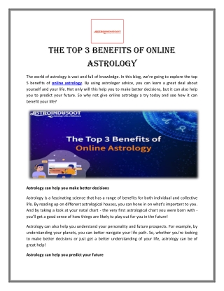 The Top 3 Benefits of Online Astrology