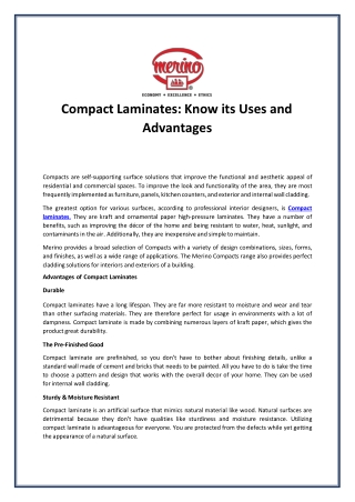 Compact Laminates Know its Uses and Advantages