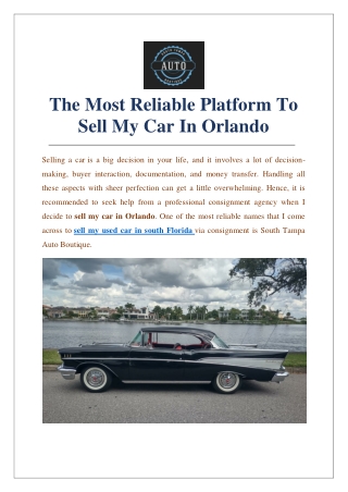 The Most Reliable Platform To Sell My Car In Orlando