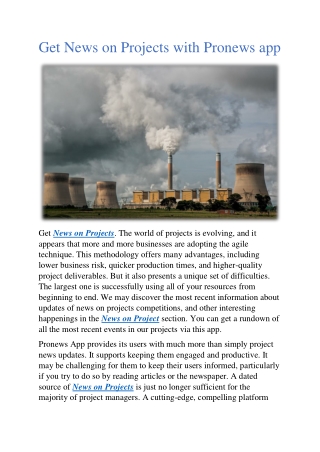 Get News on Projects with Pronews app