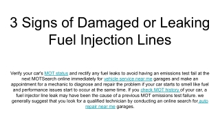 3 Signs of Damaged or Leaking Fuel Injection Lines