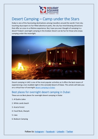 Desert Camping – Camp Under The Stars