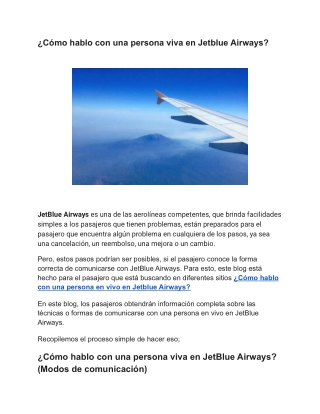 ¿Cómo hablo con una persona viva en Jetblue Airways?