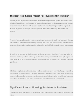 The Best Real Estate Project For Investment in Pakistan.docx