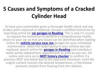 5 Causes and Symptoms of a Cracked Cylinder Head