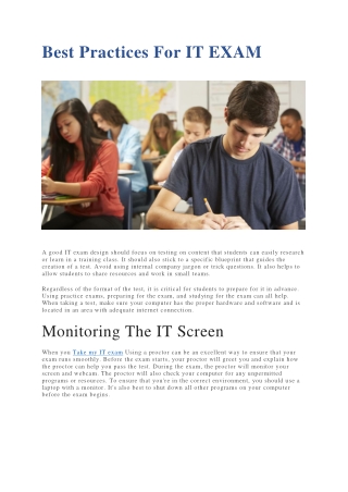 Best Practices For IT EXAM