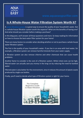 Is A Whole-House Water Filtration System Worth It?
