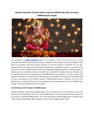 Ganesh Chaturthi: Find Out When and From Which Gate One Can Enter Siddhivinayak