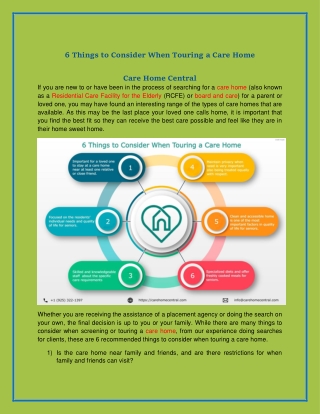 6 Things to Consider When Touring a Care Home