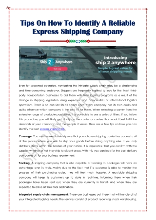 Reliable Express Shipping Company In London UK