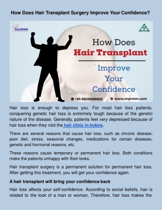 ​How Does Hair Transplant Surgery Improve Your Confidence?