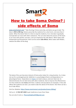 Buy Soma 350 mg online: Uses, Dosage, Side effects | Carosiprodol COD online