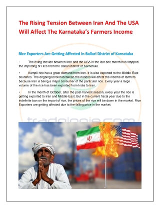 The Rising Tension Between Iran And The USA Will Affect The Karnataka