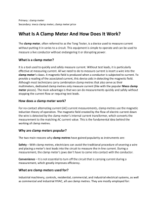 What Is A Clamp Meter And How Does It Work