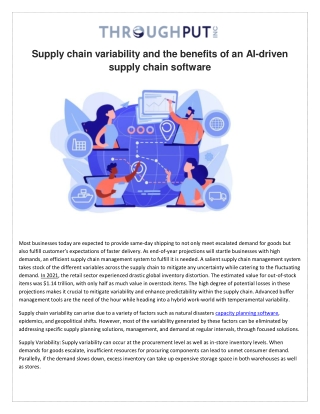 Supply chain variability and the benefits of an AI-driven supply chain software