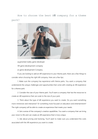 How to choose the best AR company for a theme park?