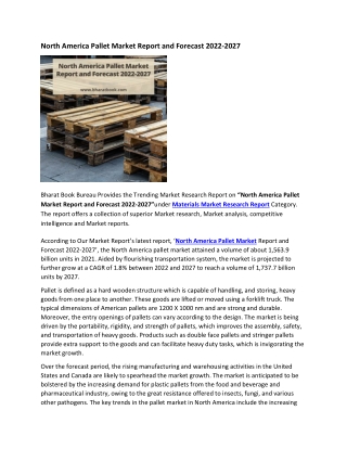 North America Pallet Market Report and Forecast 2022-2027