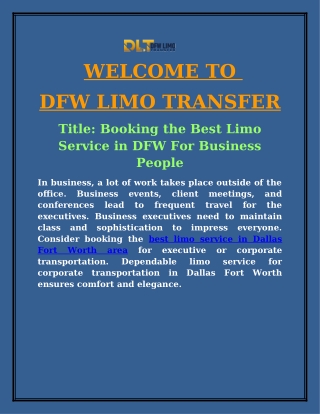 Booking the Best Limo Service in DFW For Business People