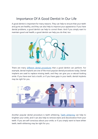 Importance Of A Good Dentist In Our Life.