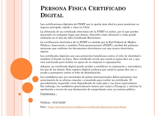 Persona Fisica Certificado Digital