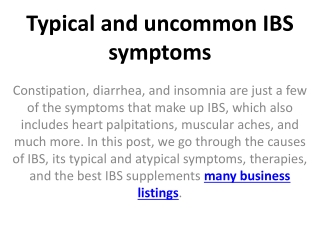 Typical and uncommon IBS symptoms