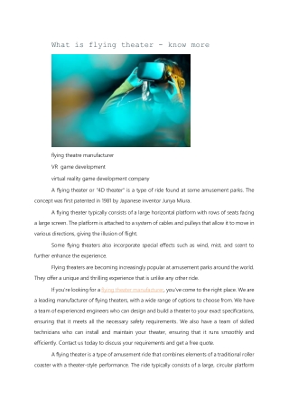 What is flying theater - know more