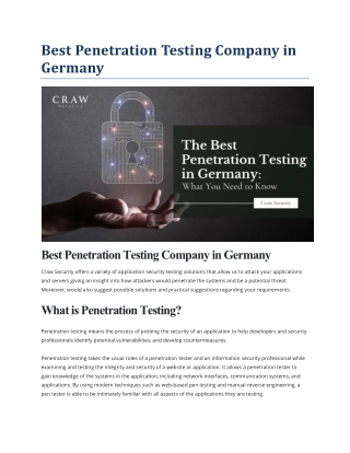 Best Penetration Testing Company in Germany