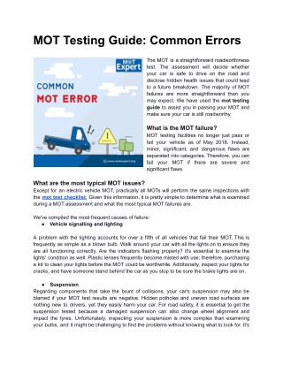 Common MOT Errors