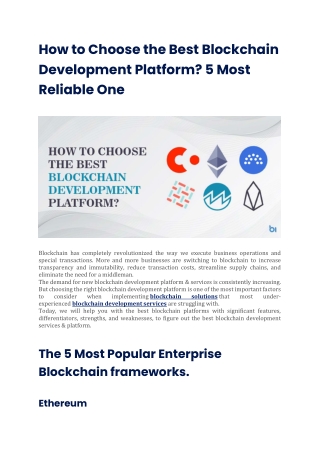 How to Choose the Best Blockchain Development Platform