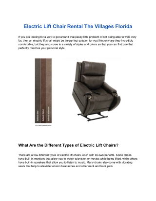 Electric Lift Chair Rental in The Villages, Florida